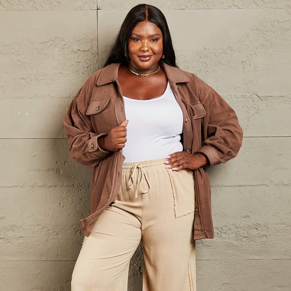 Heimish Cozy Girl Full Size Button Down Shacket - Picture 9 of 10